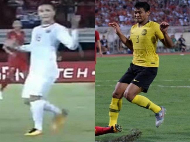 Trước pha vào lưới của số 19 Việt Nam, cầu thủ Malaysia đã có biểu cảm rất hài hước