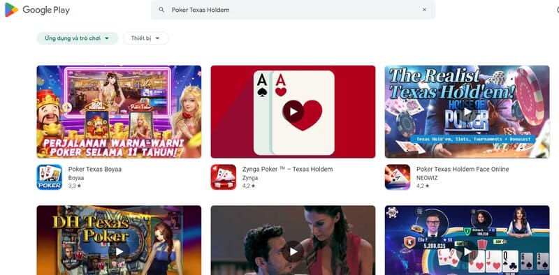 Tìm kiếm Poker Texas Holdem trên Google Play